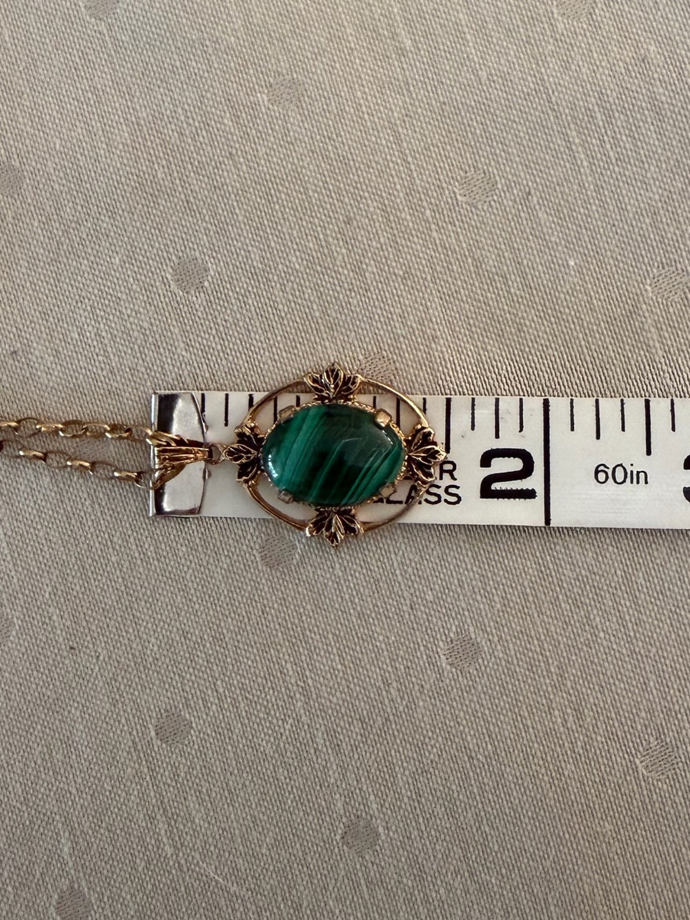 Vintage Gold Tone Malachite Pendant Necklace |Green Malachite Statement Necklace - Picture 6 of 6